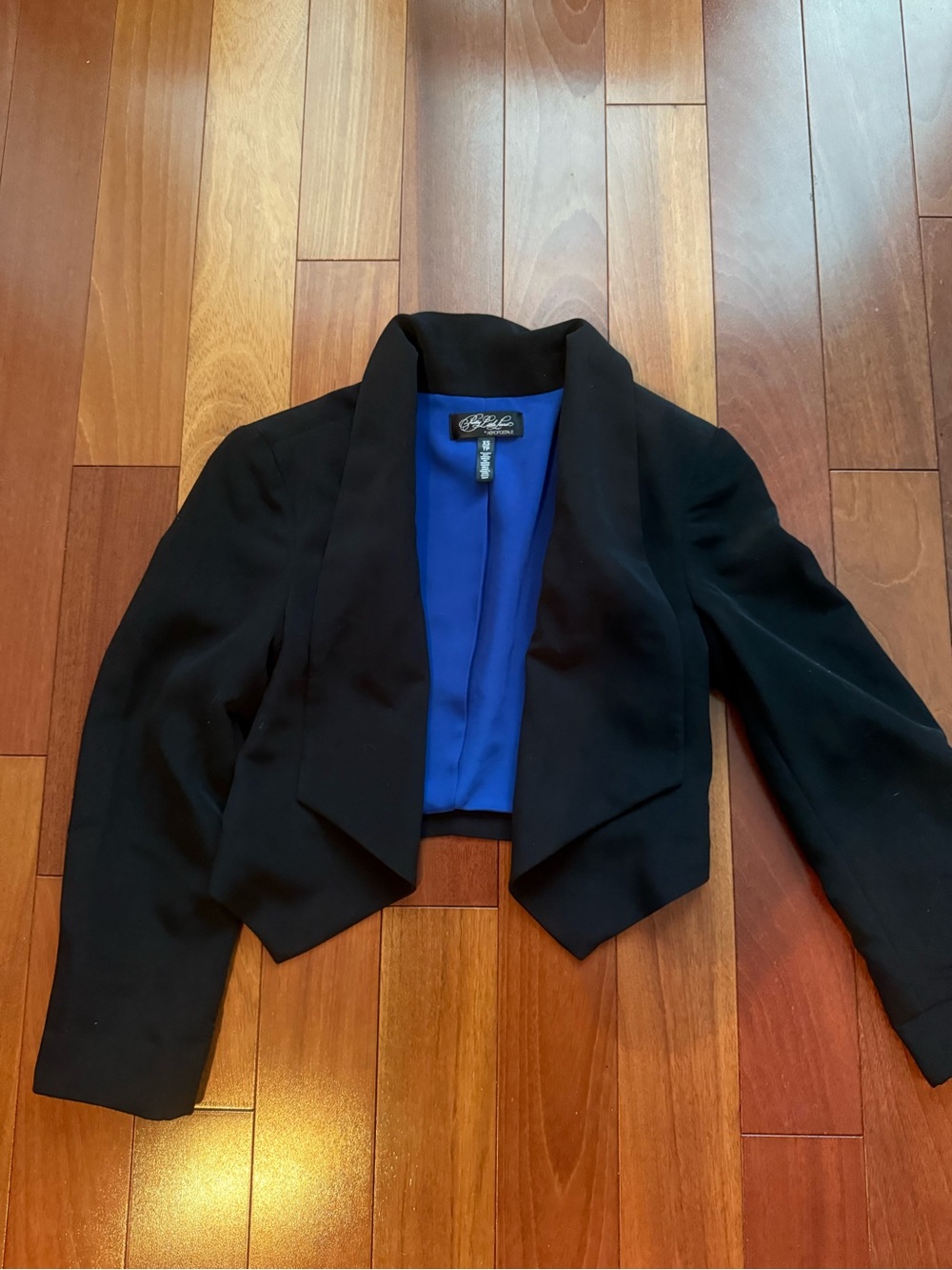 Aeropostale Black Cropped Blazer with Royal Blue Lining
